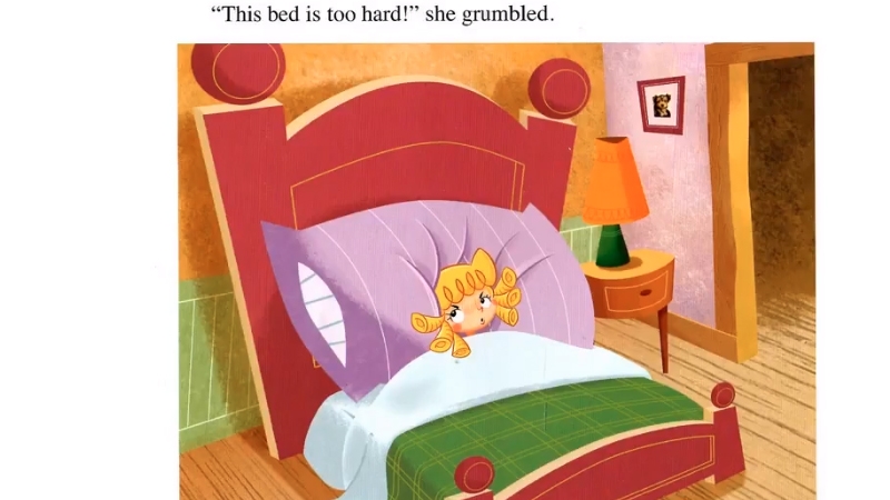 Goldilocks sau khi ăn no thì nằm lên giường của gấu đi ngủ.