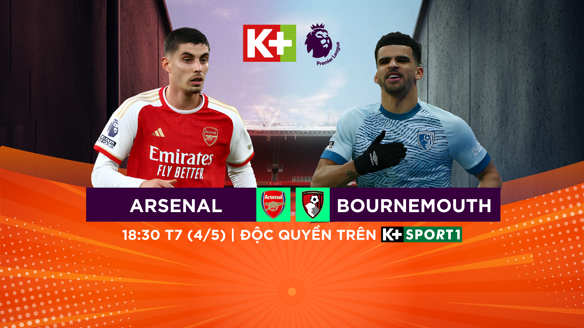 Trực Tiếp Premier League 2023/24: Arsenal vs Bournemoụth